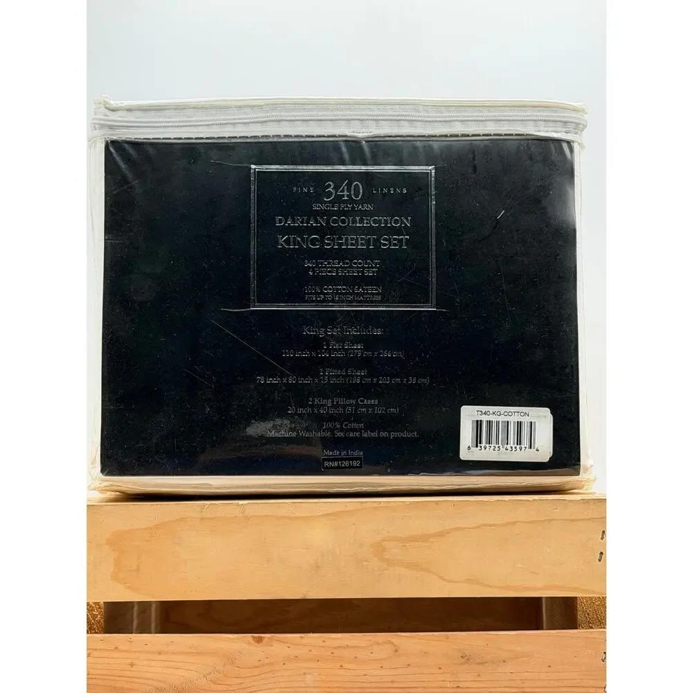 Darian Collection 340 Thread Count Cotton Sateen King Sheet Set - (Ivory)